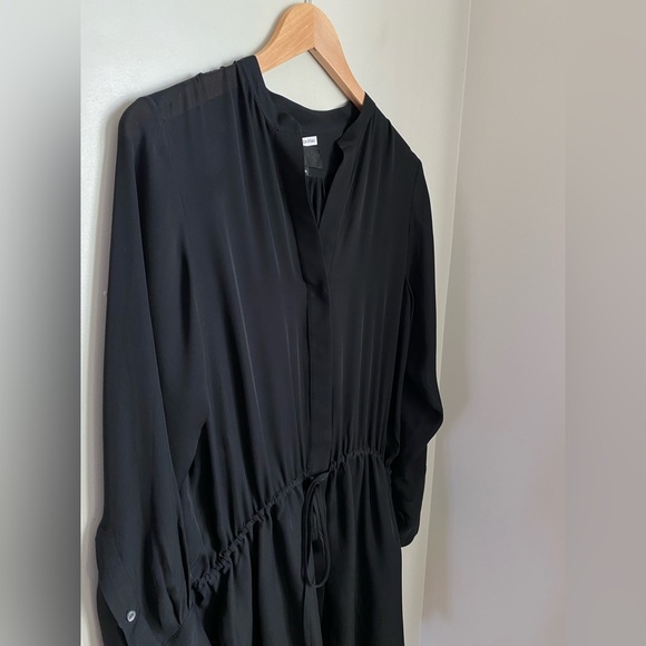 NILI LOTAN Henley Button Down Silk Dress Black Size Medium Luxury Minimalist - Picture 4 of 15